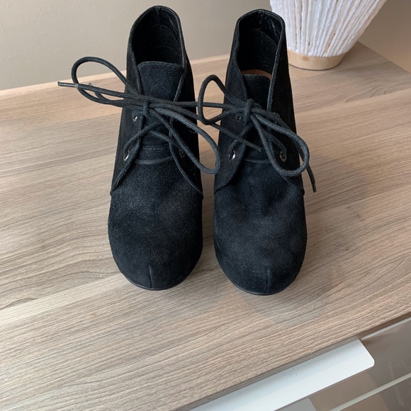 Black Suede Browns Wedge Booties - Picture 6 of 9